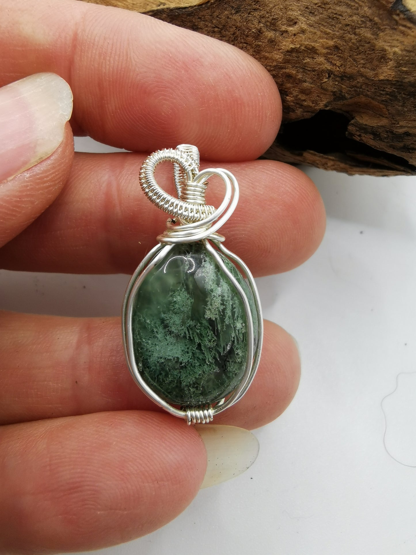 Moss Agate Crystal Pendant