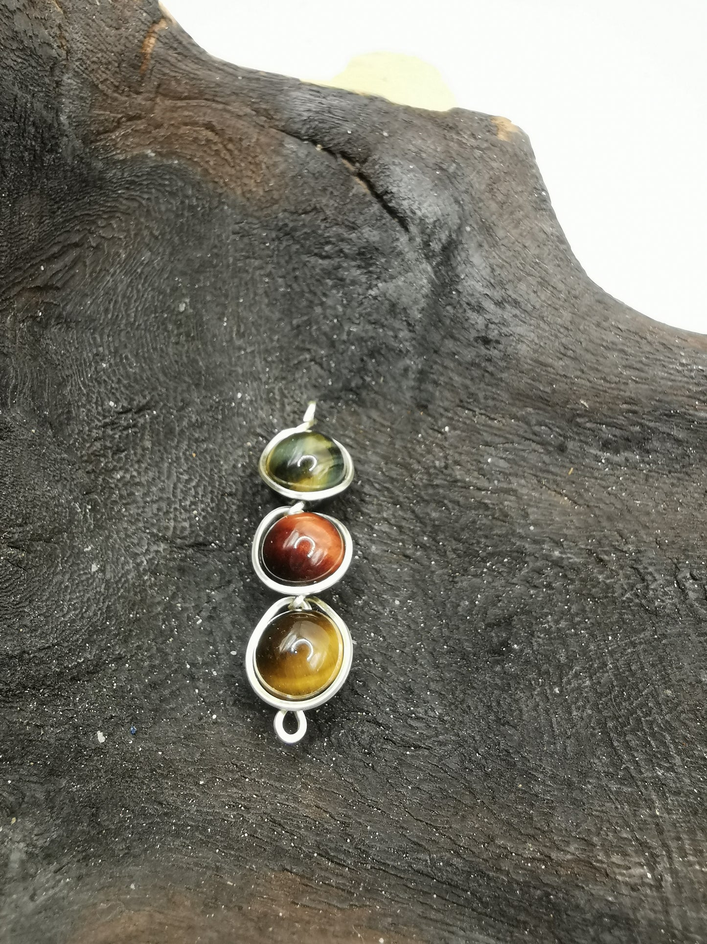 Triple Tigers Eye Crystal Pendant
