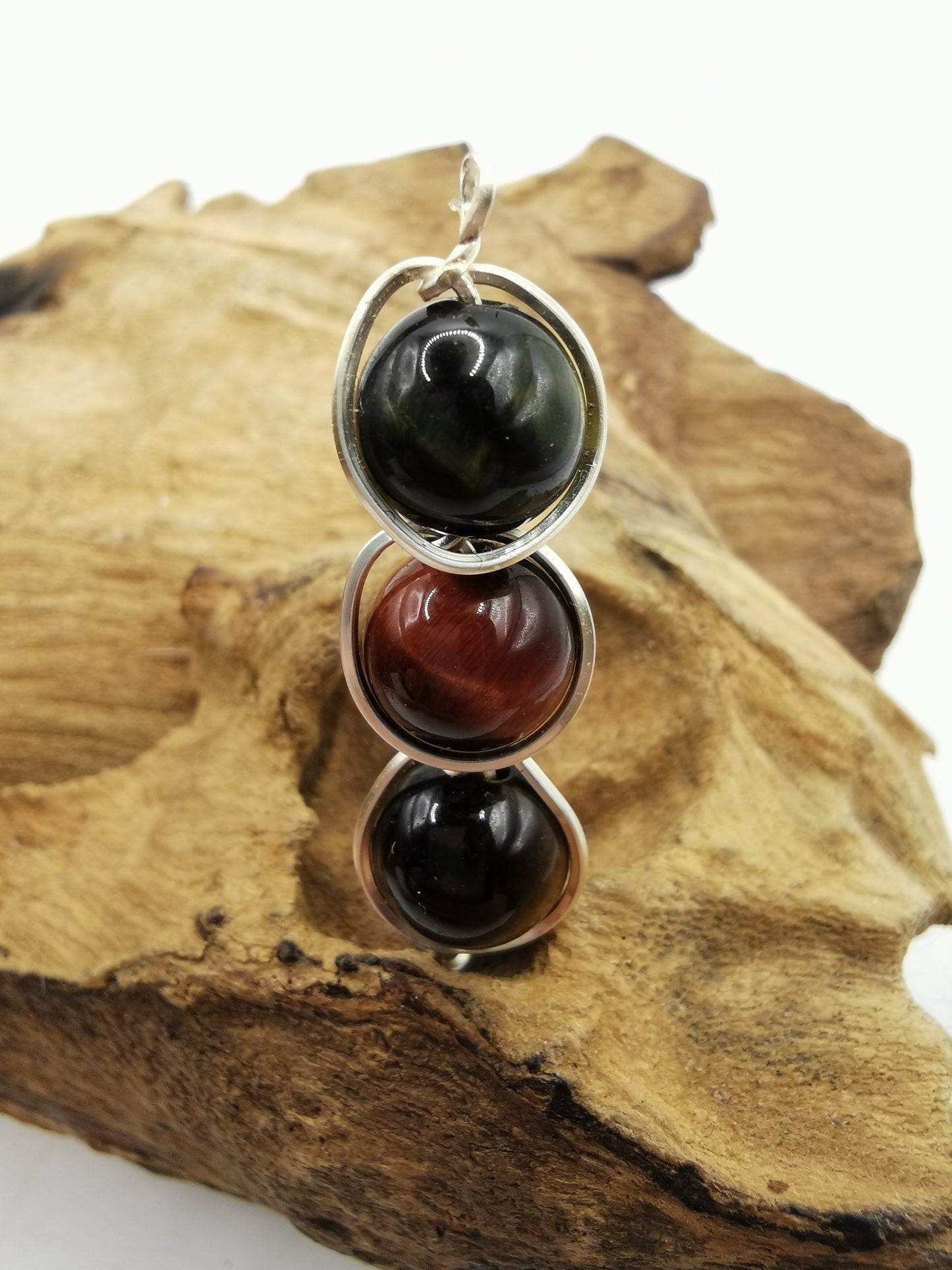 Triple Tigers Eye Crystal Pendant