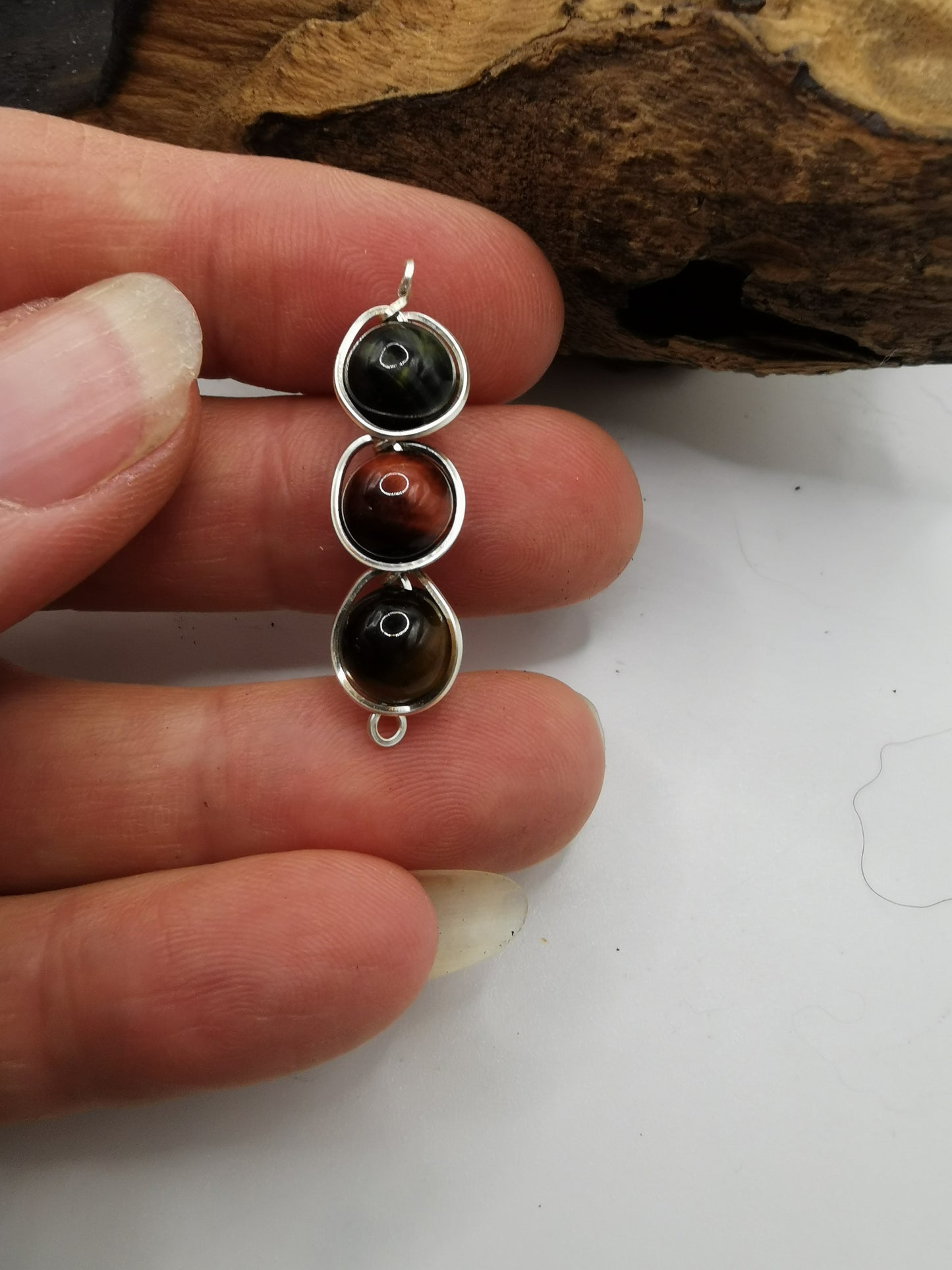Triple Tigers Eye Crystal Pendant