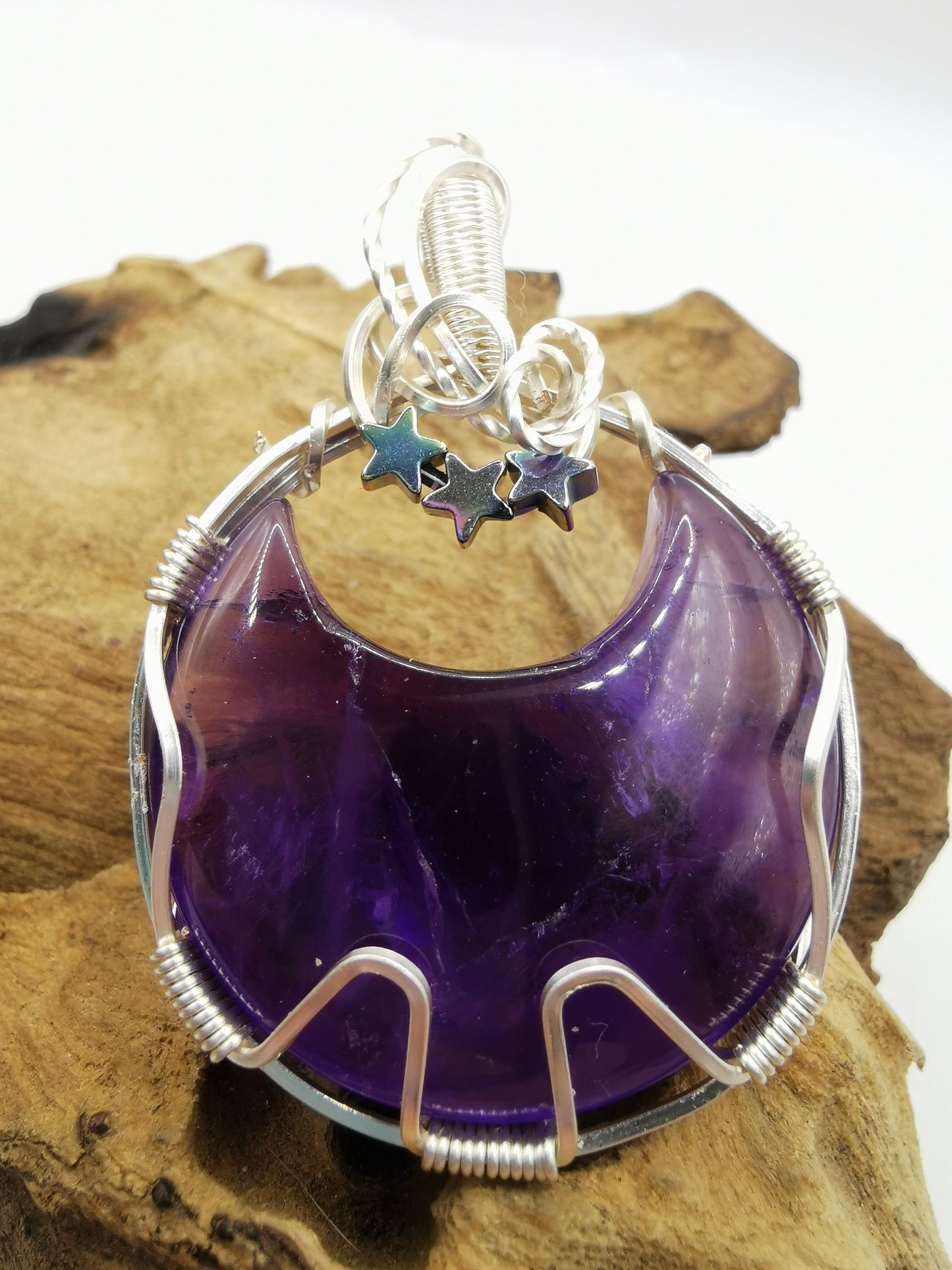 Amethyst Moon Crystal Pendant
