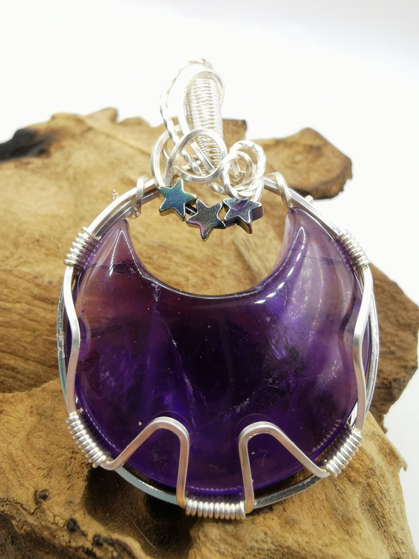 Amethyst Moon Crystal Pendant