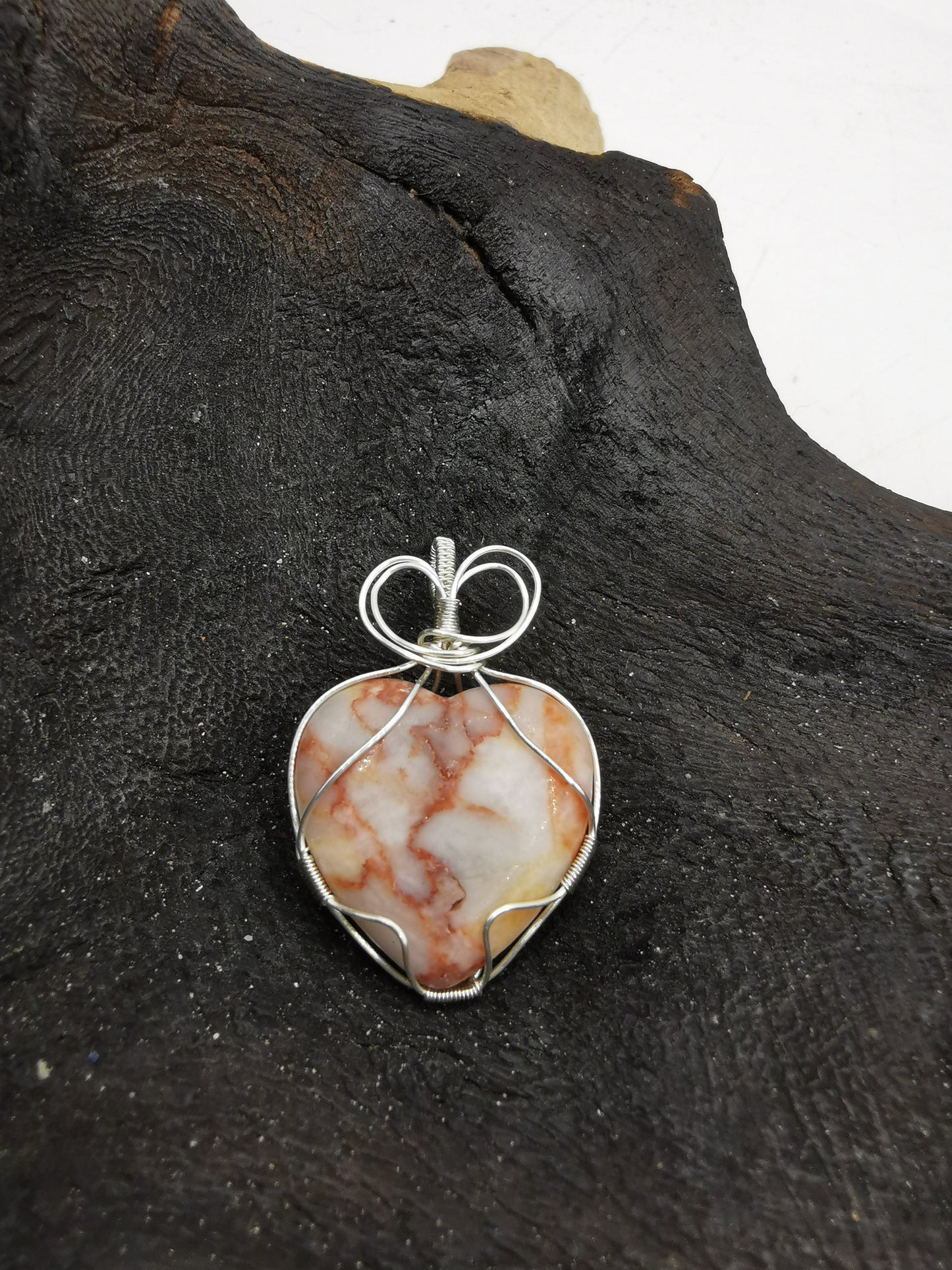 Red Vein Jasper Heart Crystal Pendant