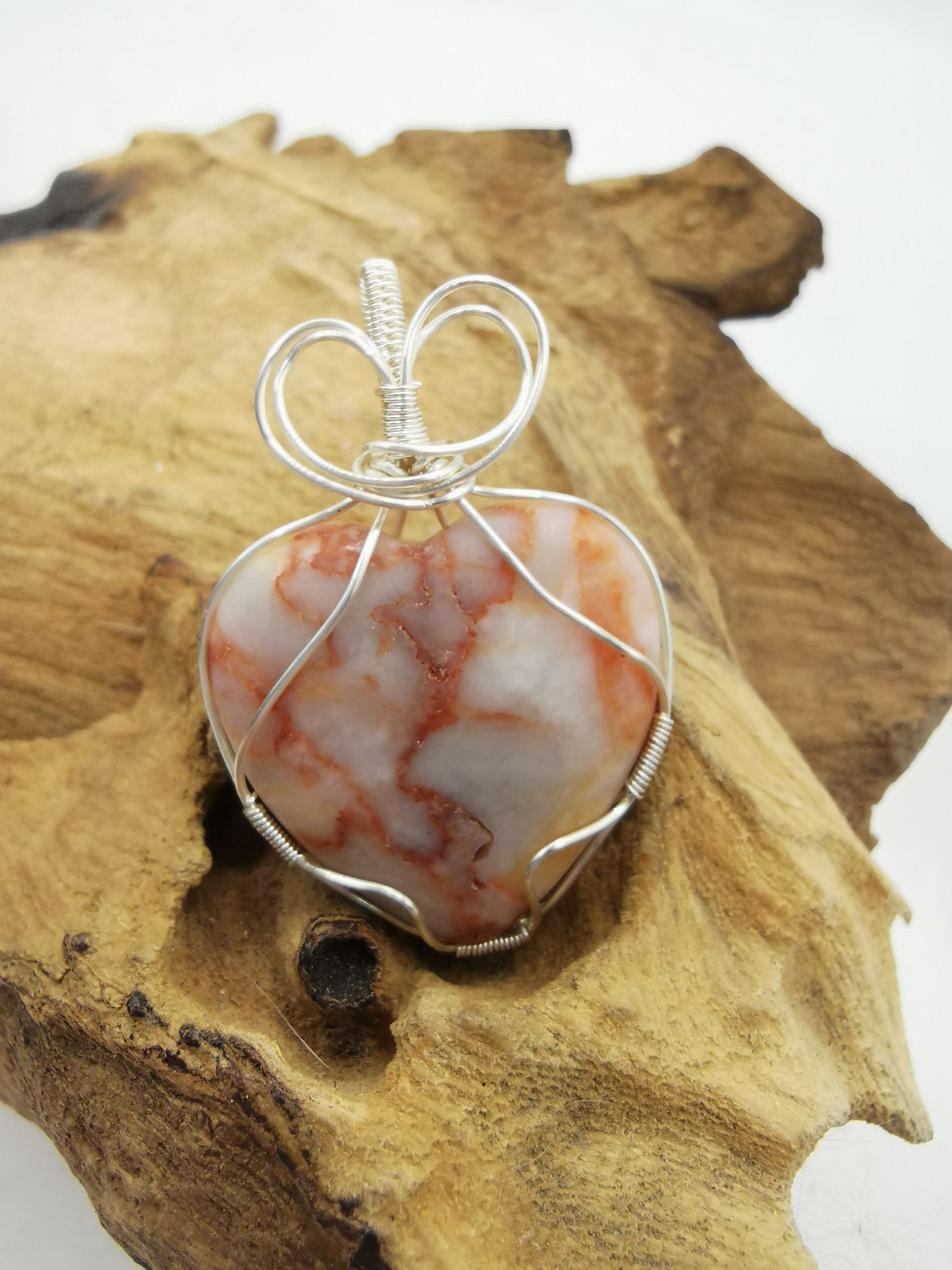 Red Vein Jasper Heart Crystal Pendant