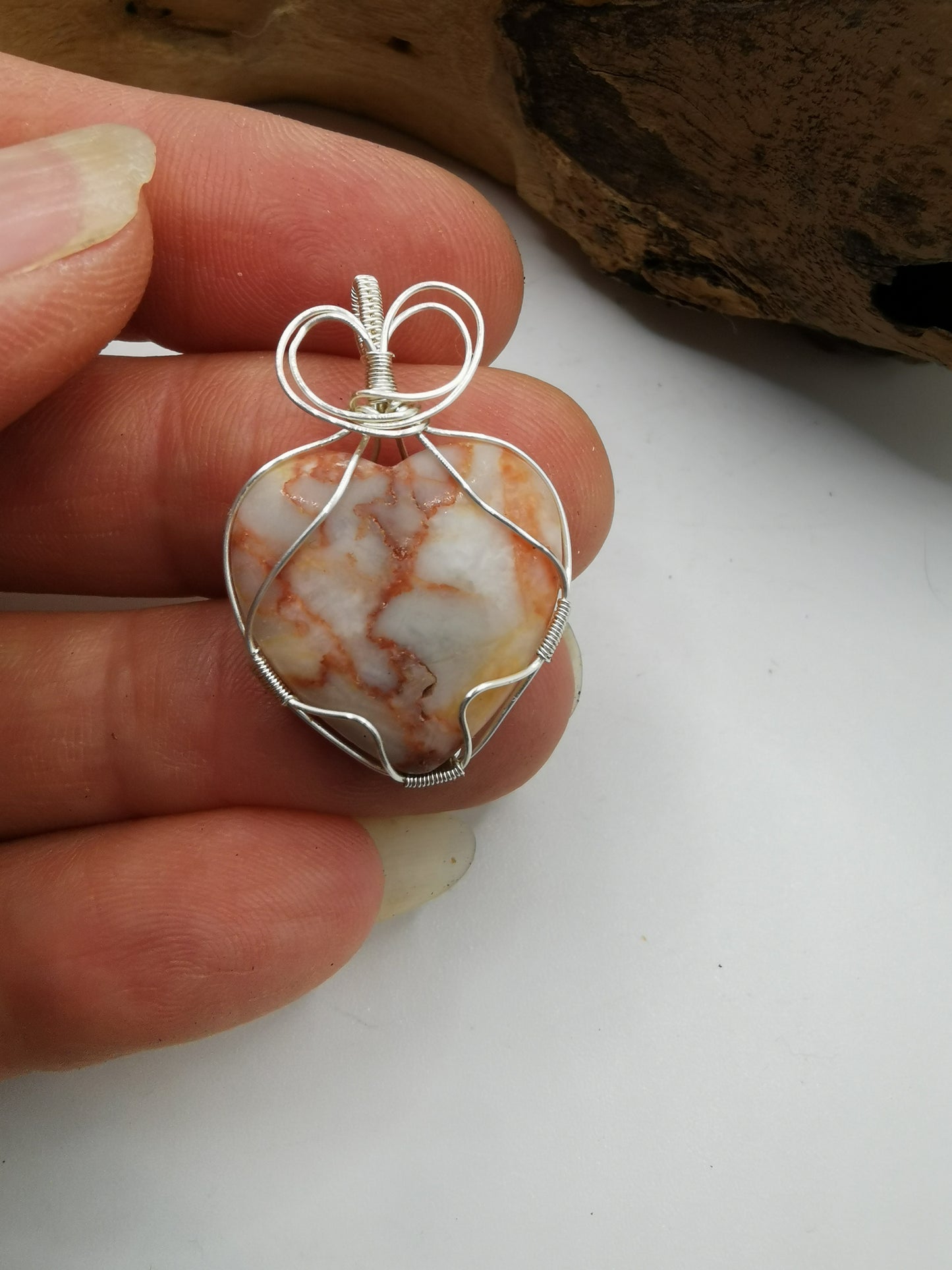 Red Vein Jasper Heart Crystal Pendant