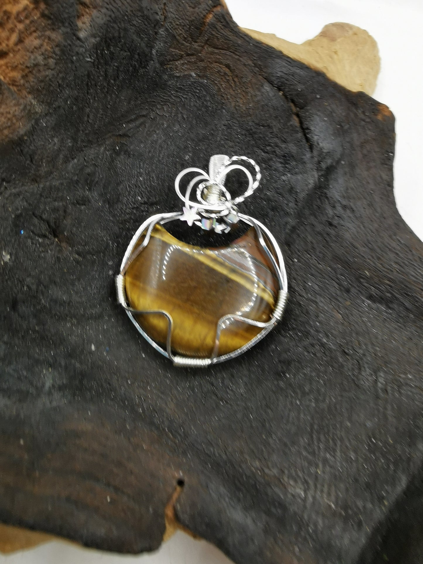 Tigers Eye Moon Crystal Pendant