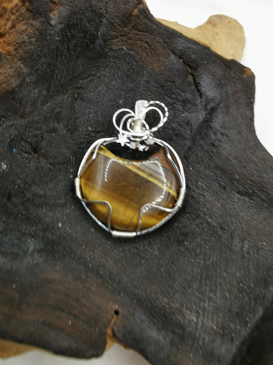 Tigers Eye Moon Crystal Pendant