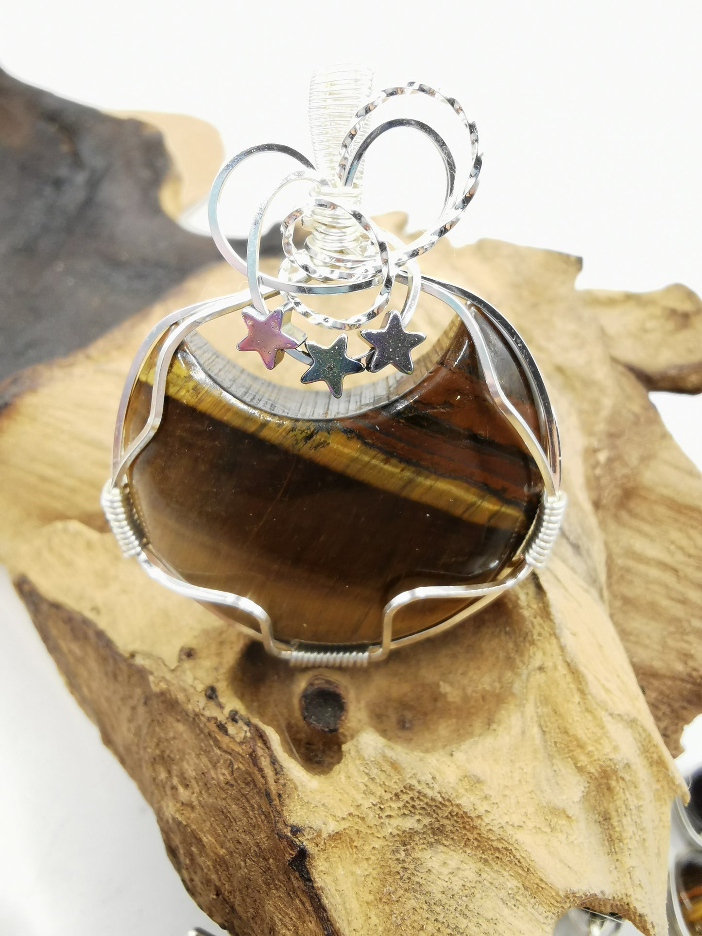 Tigers Eye Moon Crystal Pendant