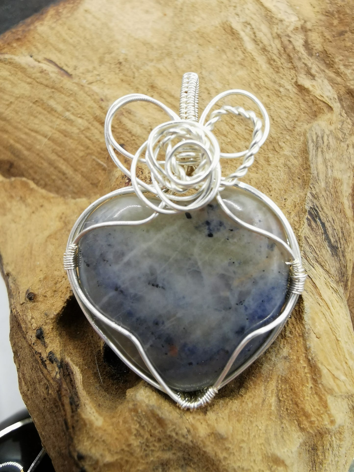 Sodalite Heart Crystal Pendant