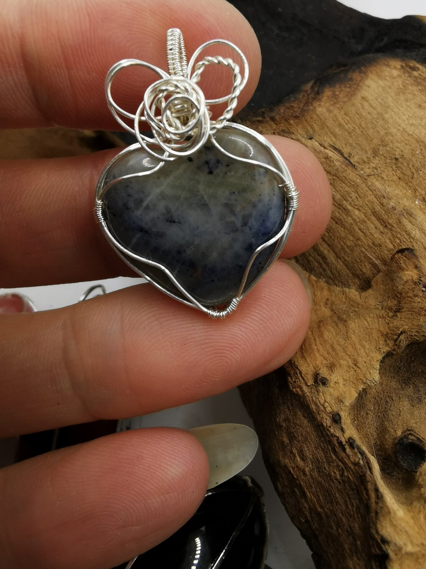Sodalite Heart Crystal Pendant