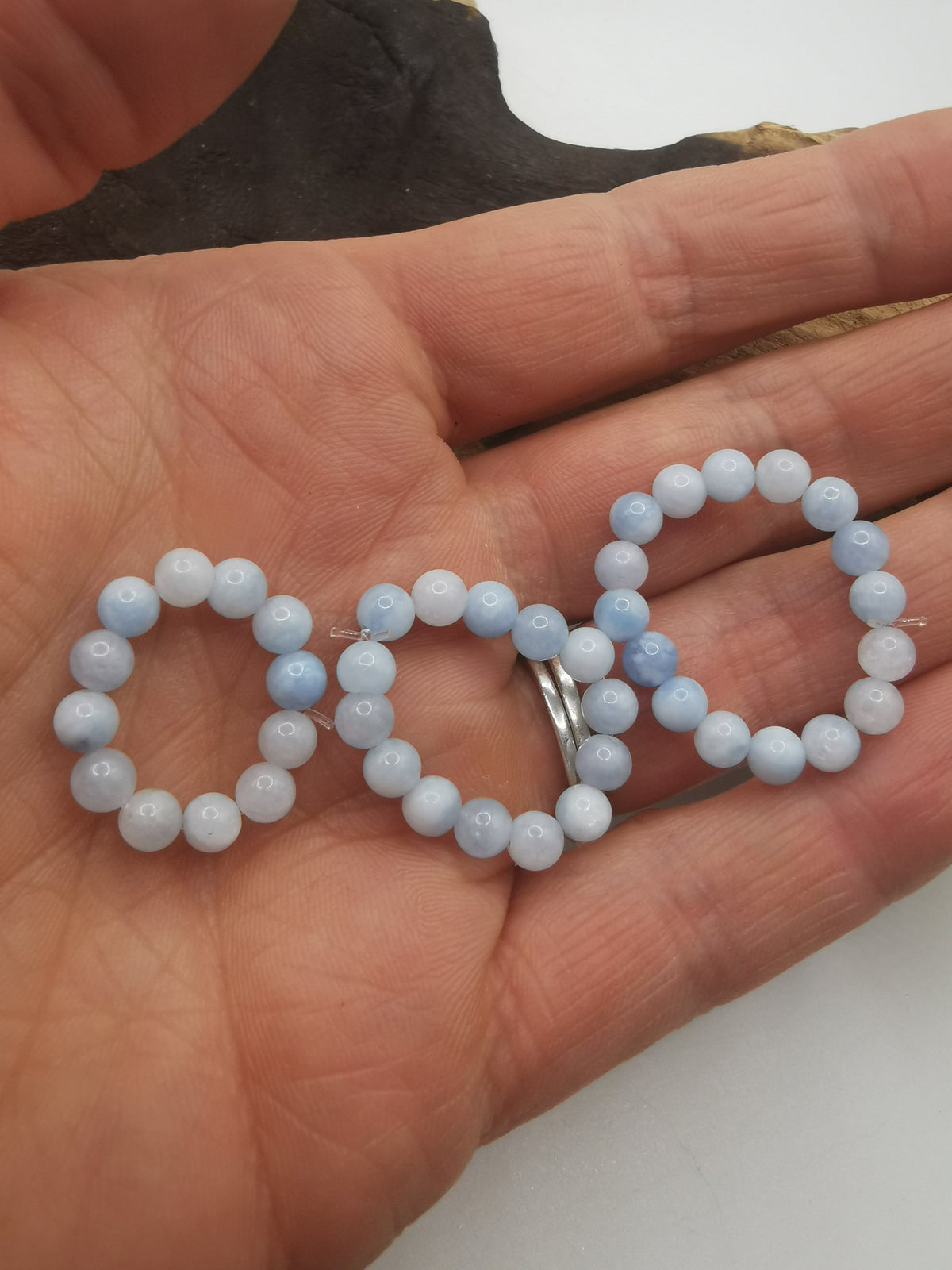 Blue Lace Agate 4mm Crystal Bead Rings