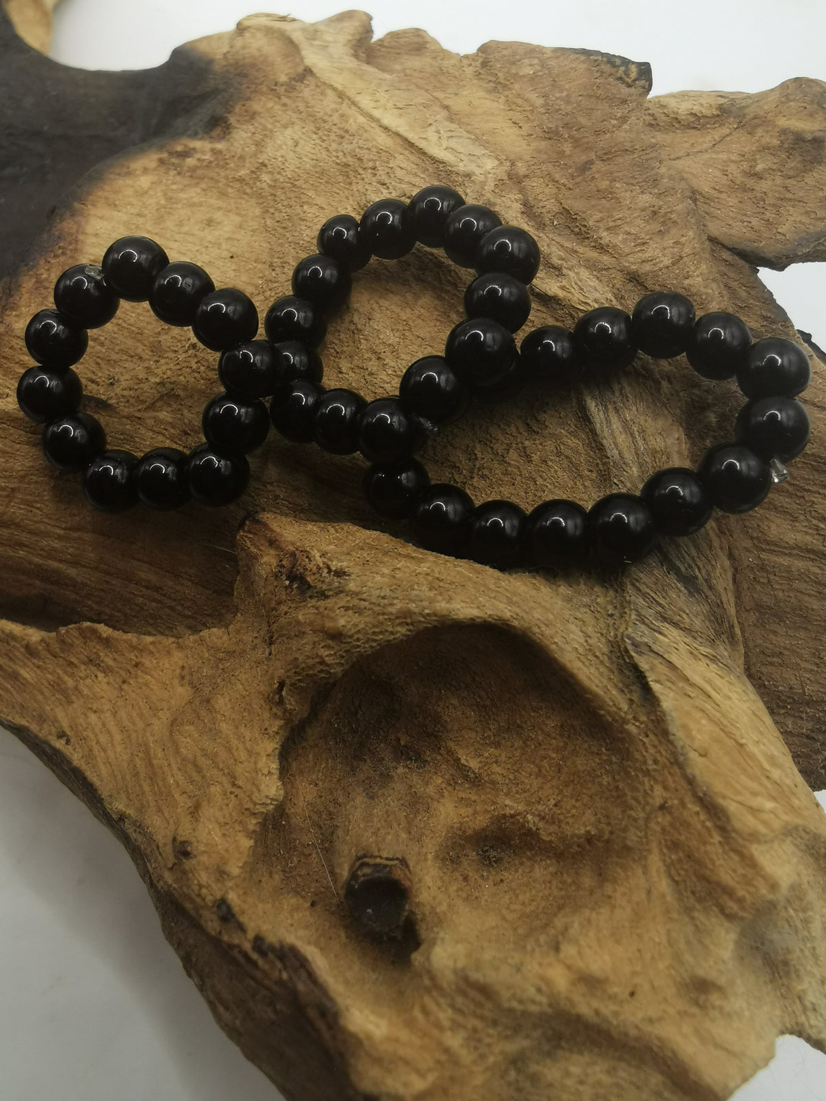 Black Obsidian 4mm Crystal Bead Rings