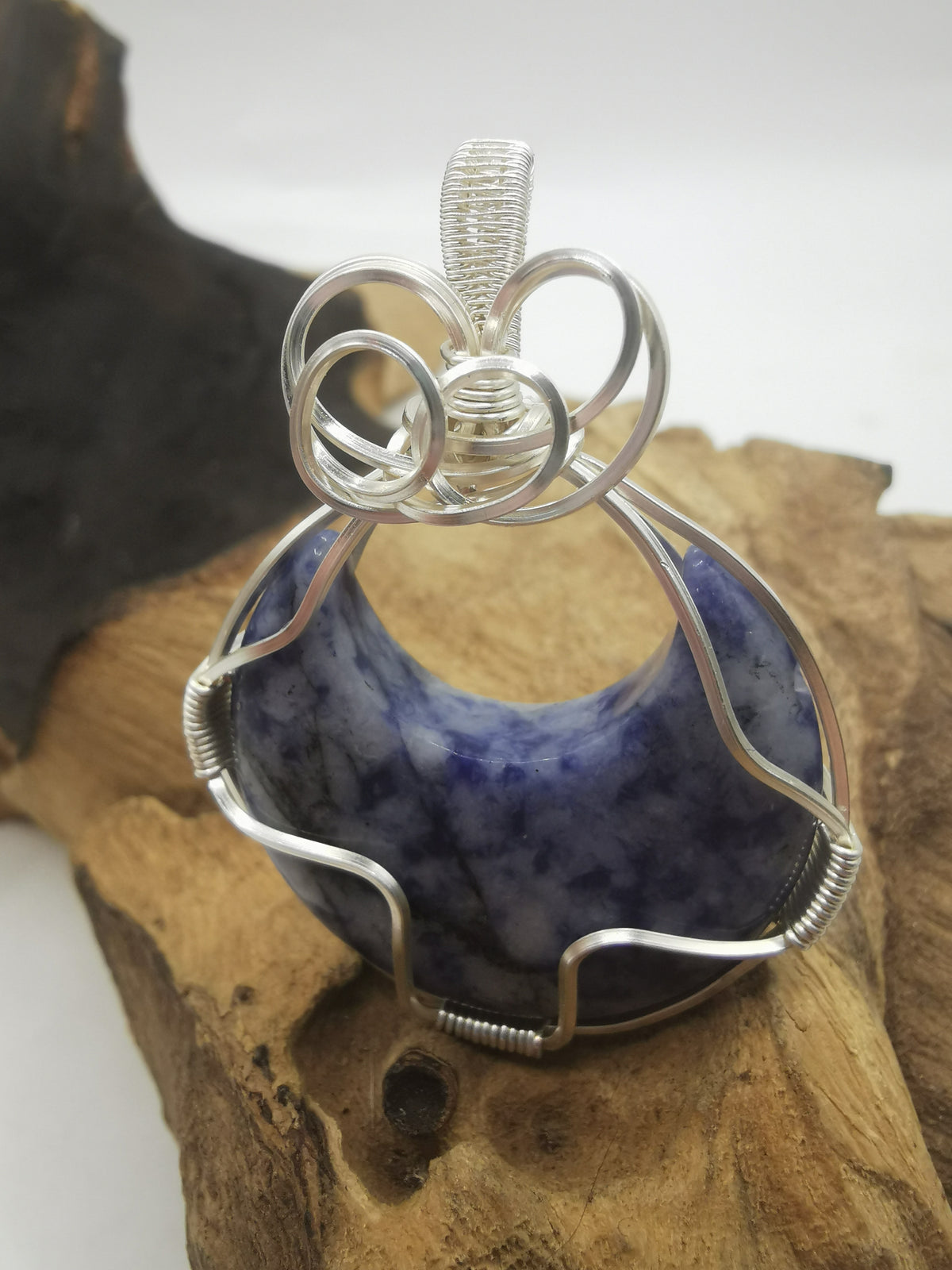 Sodalite Moon Crystal Pendant