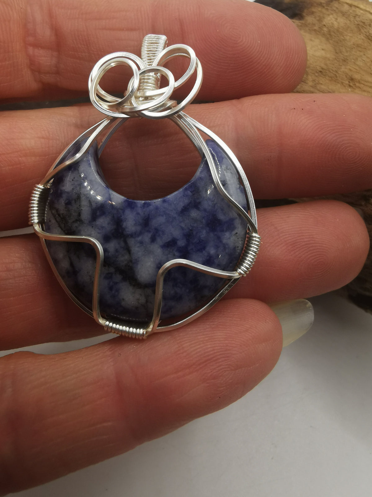 Sodalite Moon Crystal Pendant