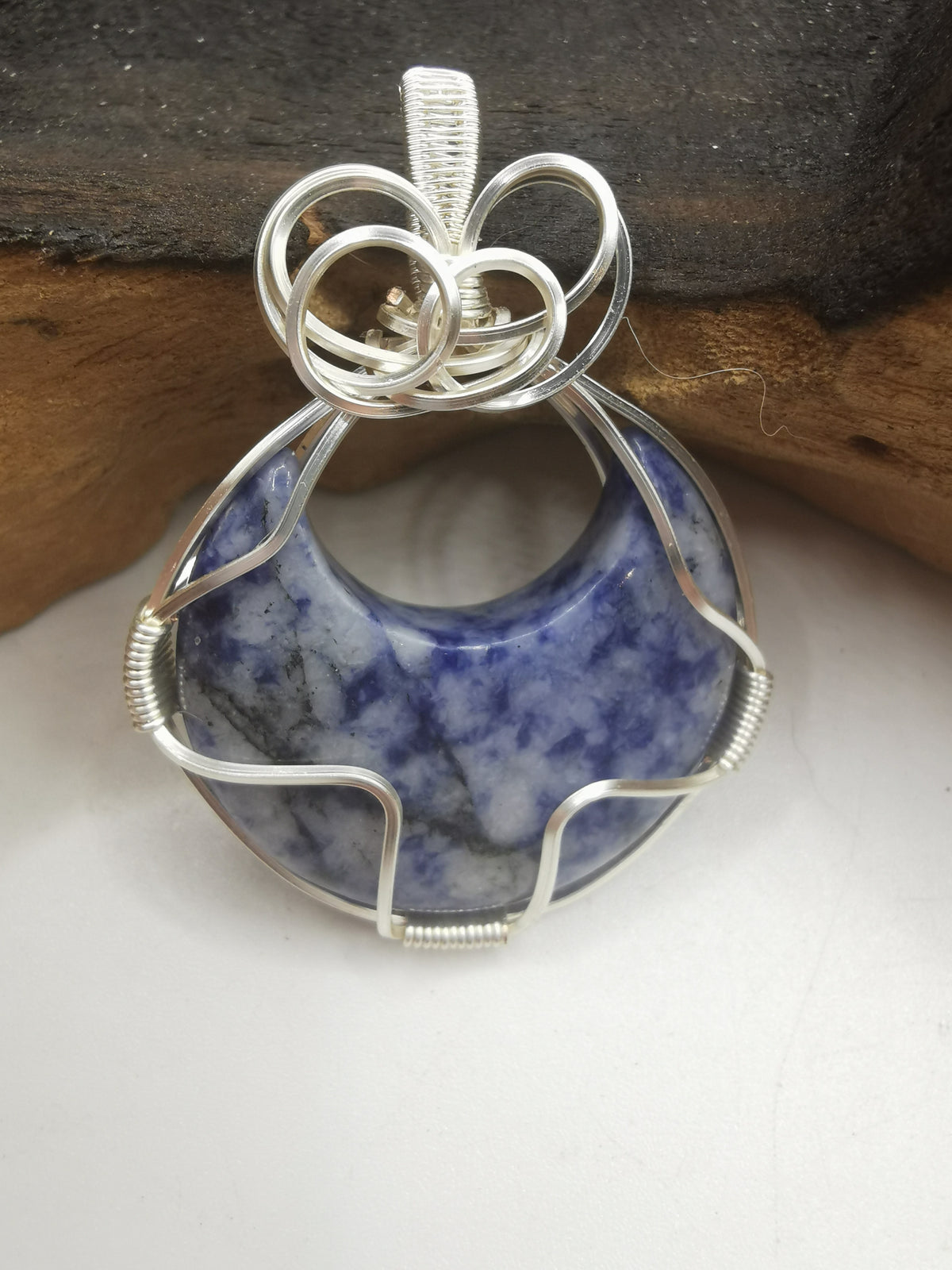 Sodalite Moon Crystal Pendant