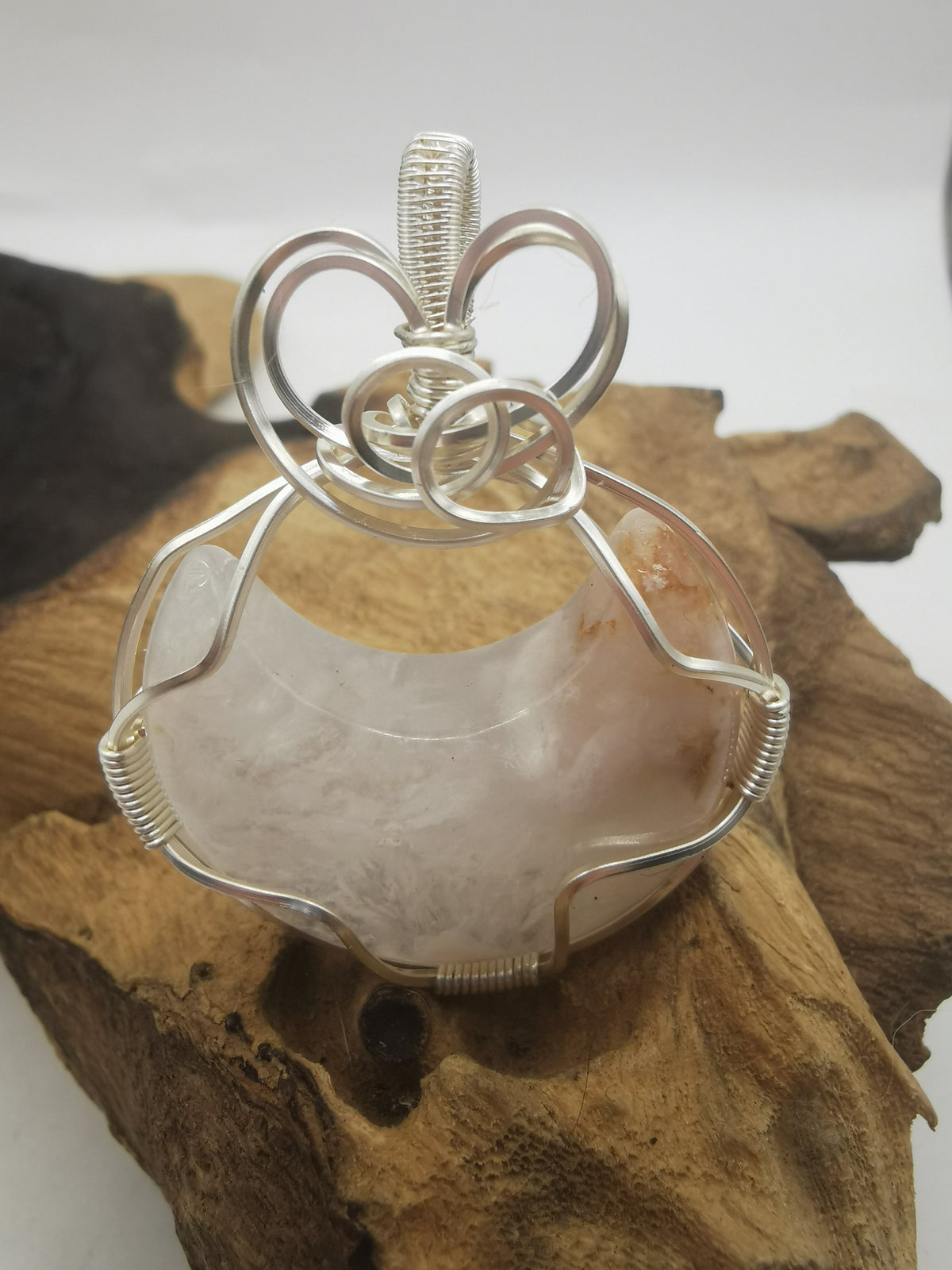 Cherry Agate Moon Crystal Pendant