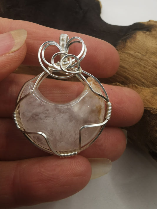 Cherry Agate Moon Crystal Pendant