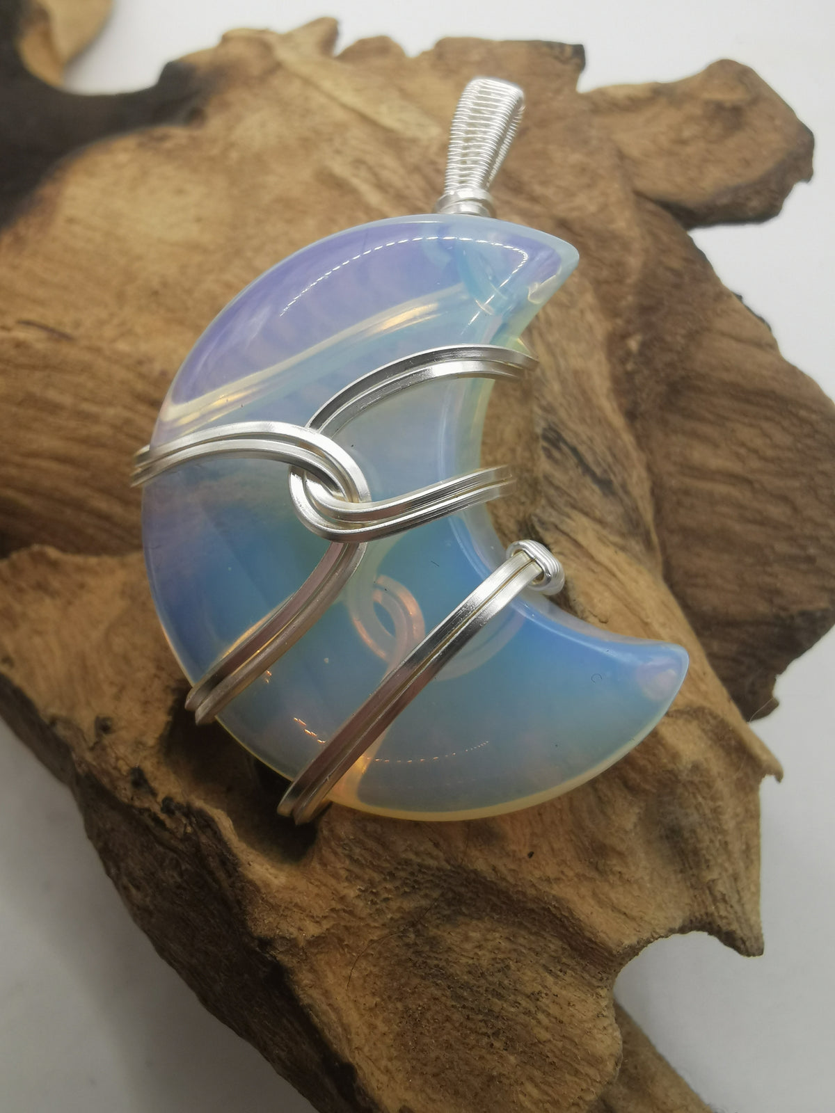 Opalite Moon Crystal Pendant