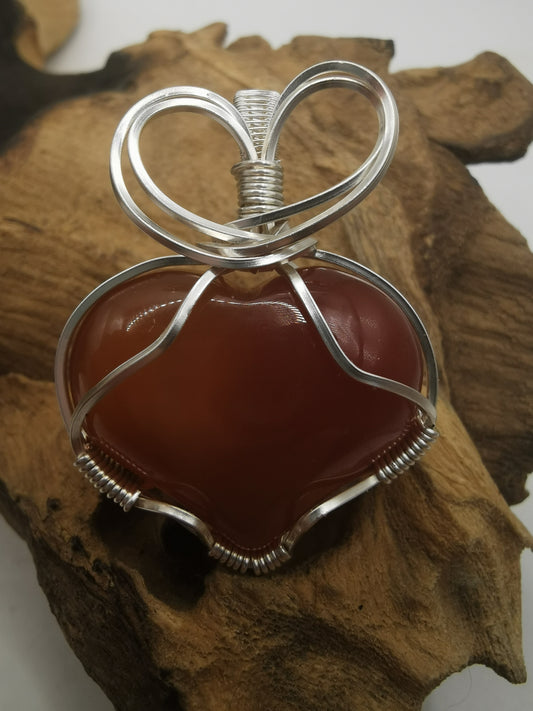 Carnelian Heart Crystal Pendant