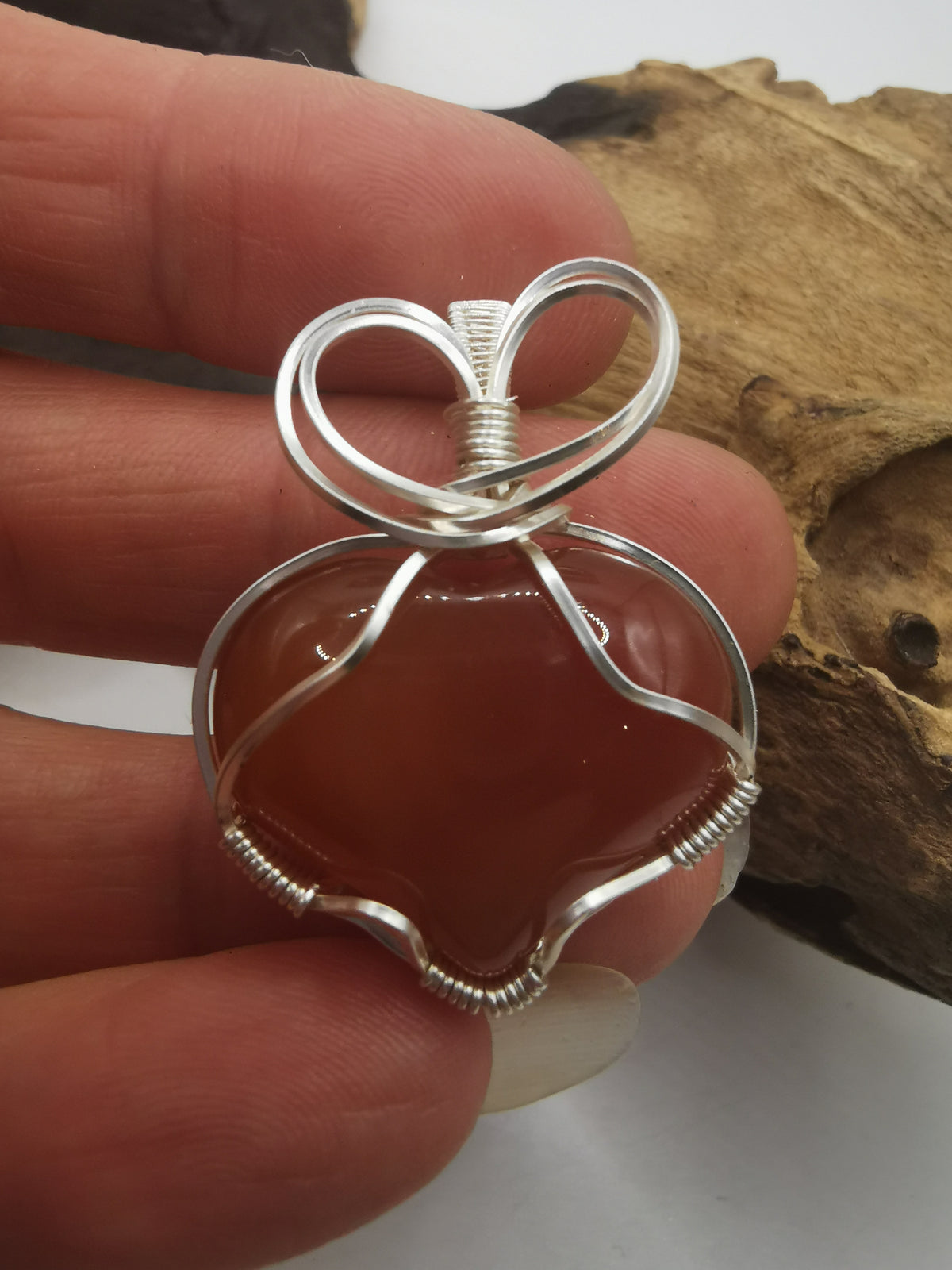 Carnelian Heart Crystal Pendant