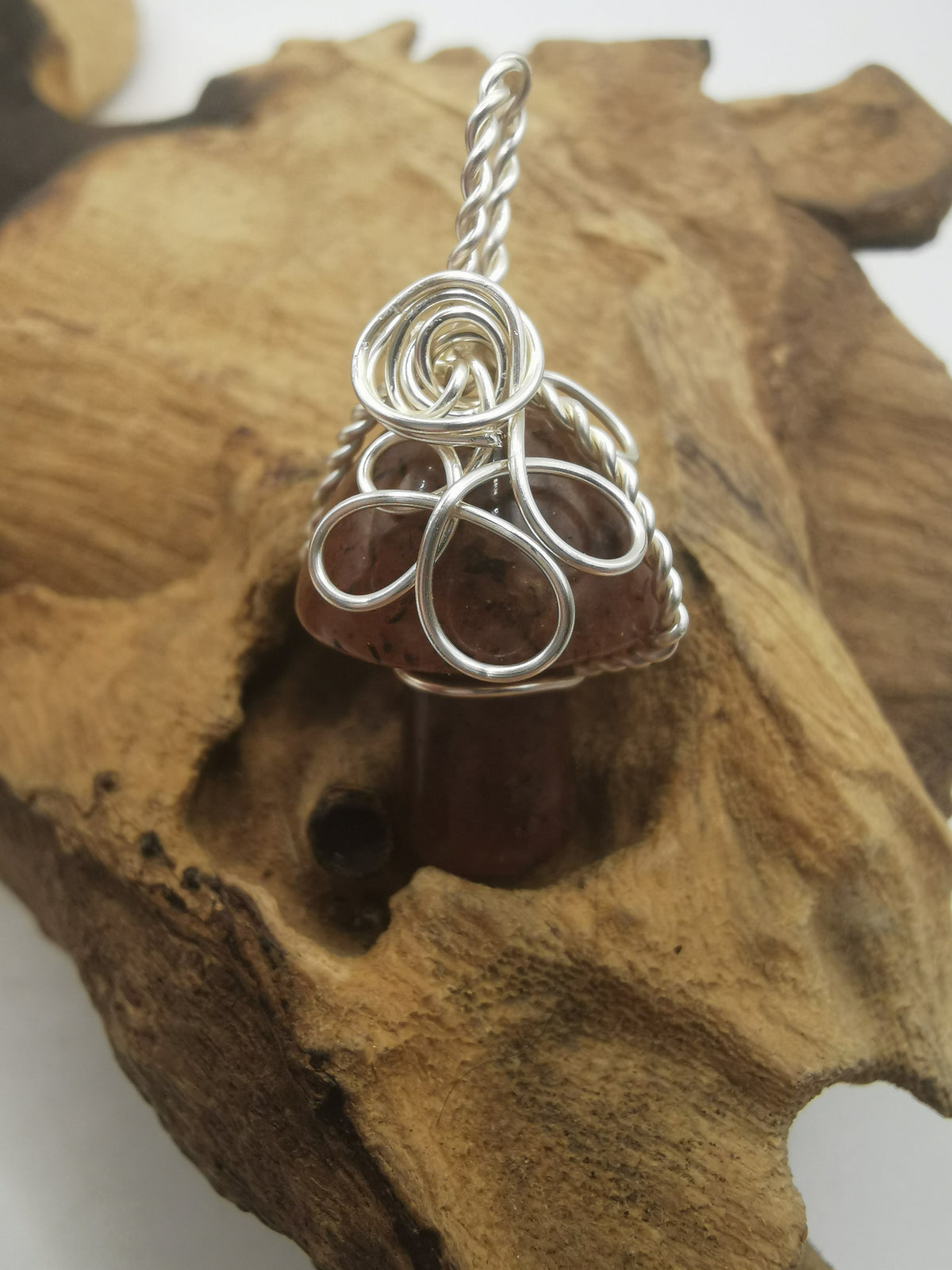 Strawberry Quartz Mushroom Crystal Pendant