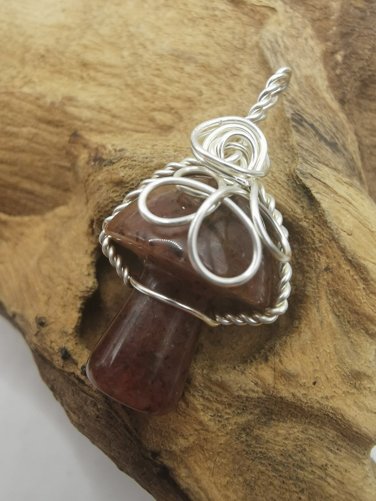 Strawberry Quartz Mushroom Crystal Pendant