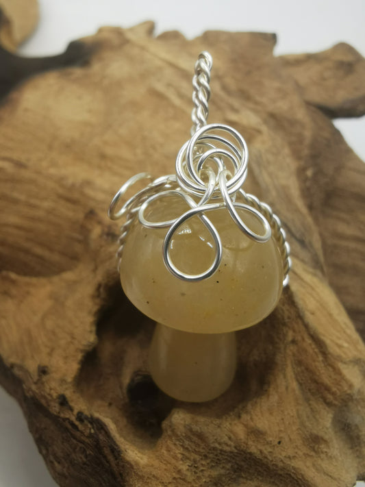 Lemon Quartz Mushroom Crystal Pendant