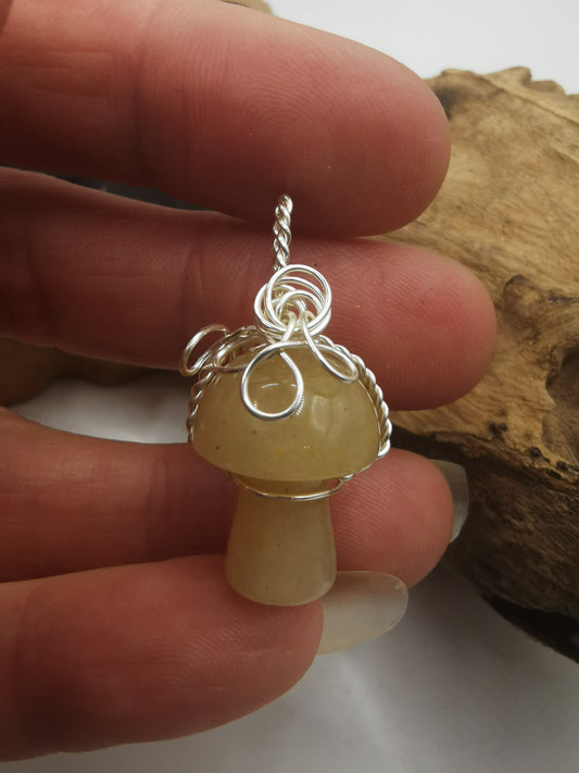 Lemon Quartz Mushroom Crystal Pendant