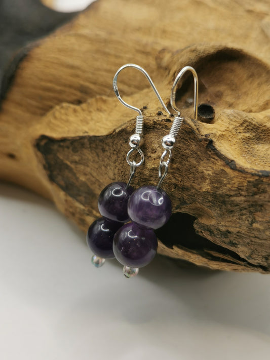 Amethyst Double Bead Earrings