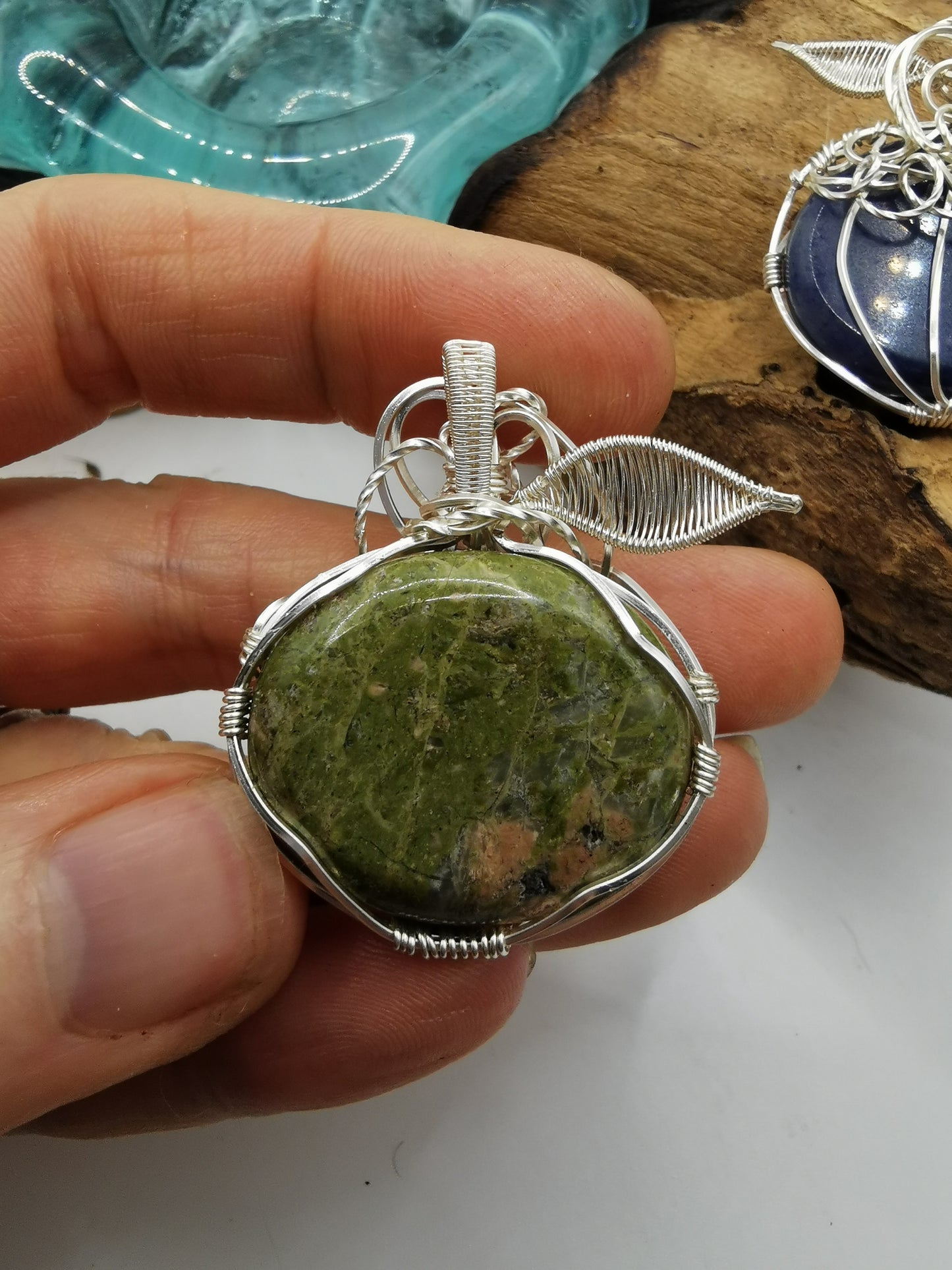 Silver Wire Wrapped Crystal Pumpkin Pendants