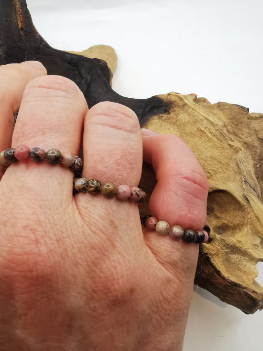Rhodonite 4mm Crystal Bead Rings