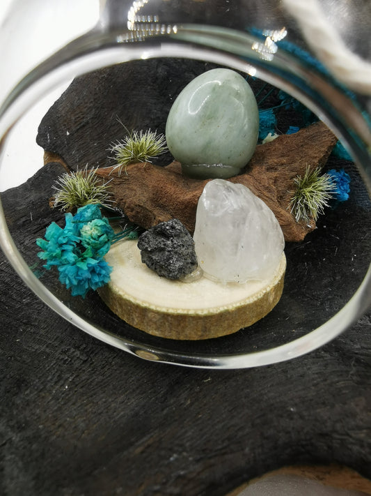 Amazonite & Clear Quartz Crystal Hanging Terrarium