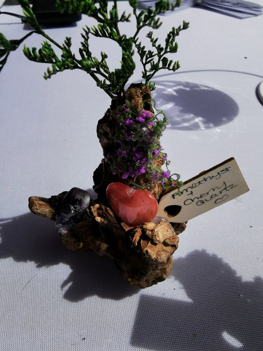 Amethyst & Cherry Quartz Driftwood Ornament
