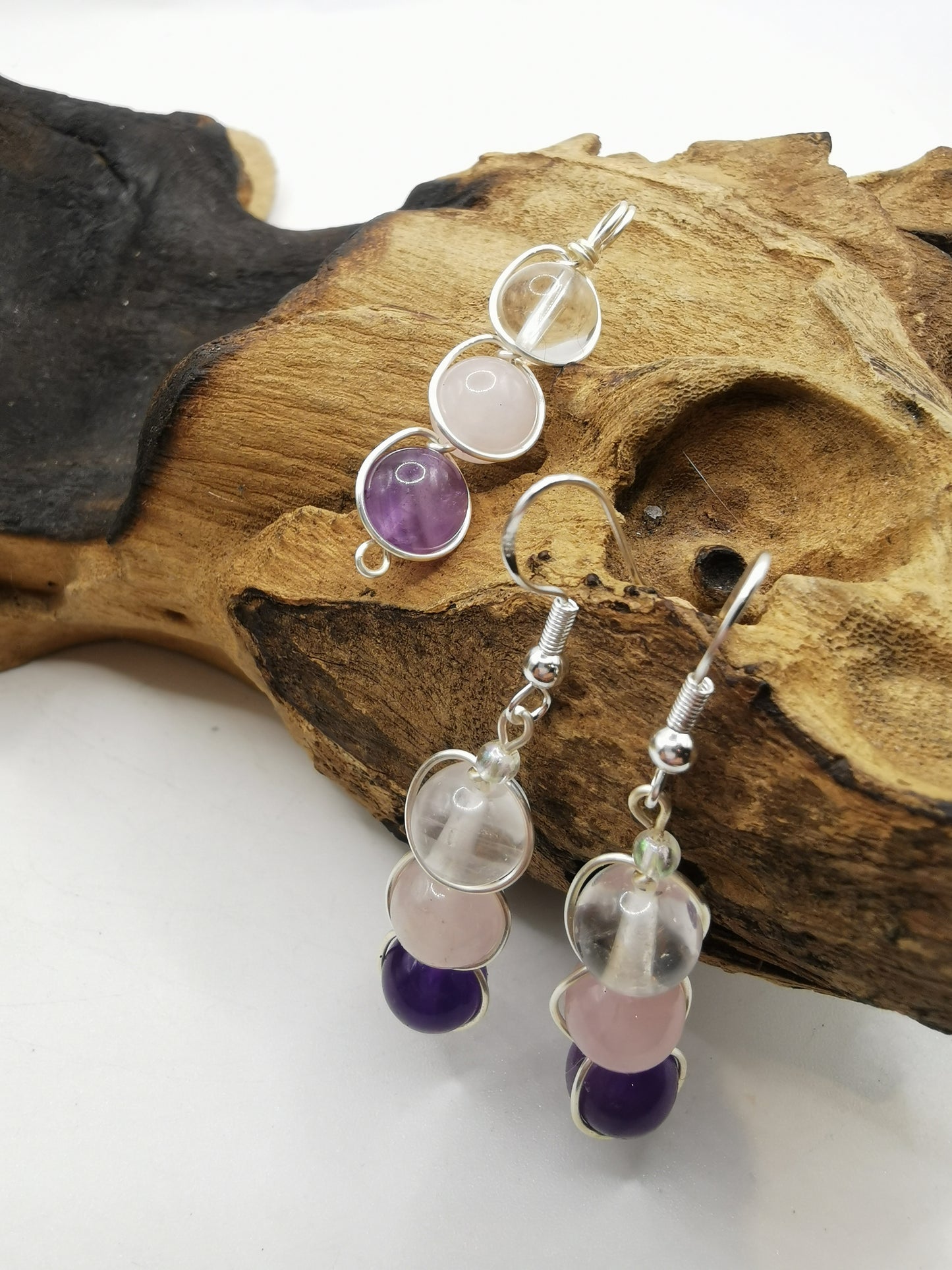 Triple Love Bead Earrings and Pendant Set