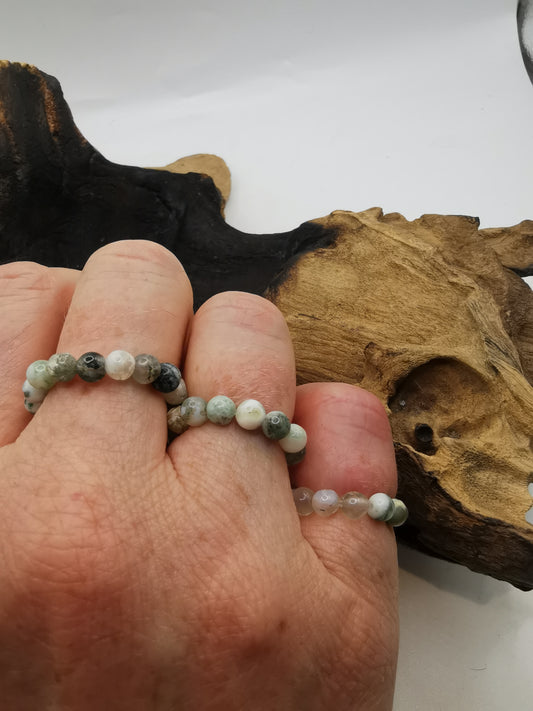 Tree Agate 4mm Crystal Bead Rings