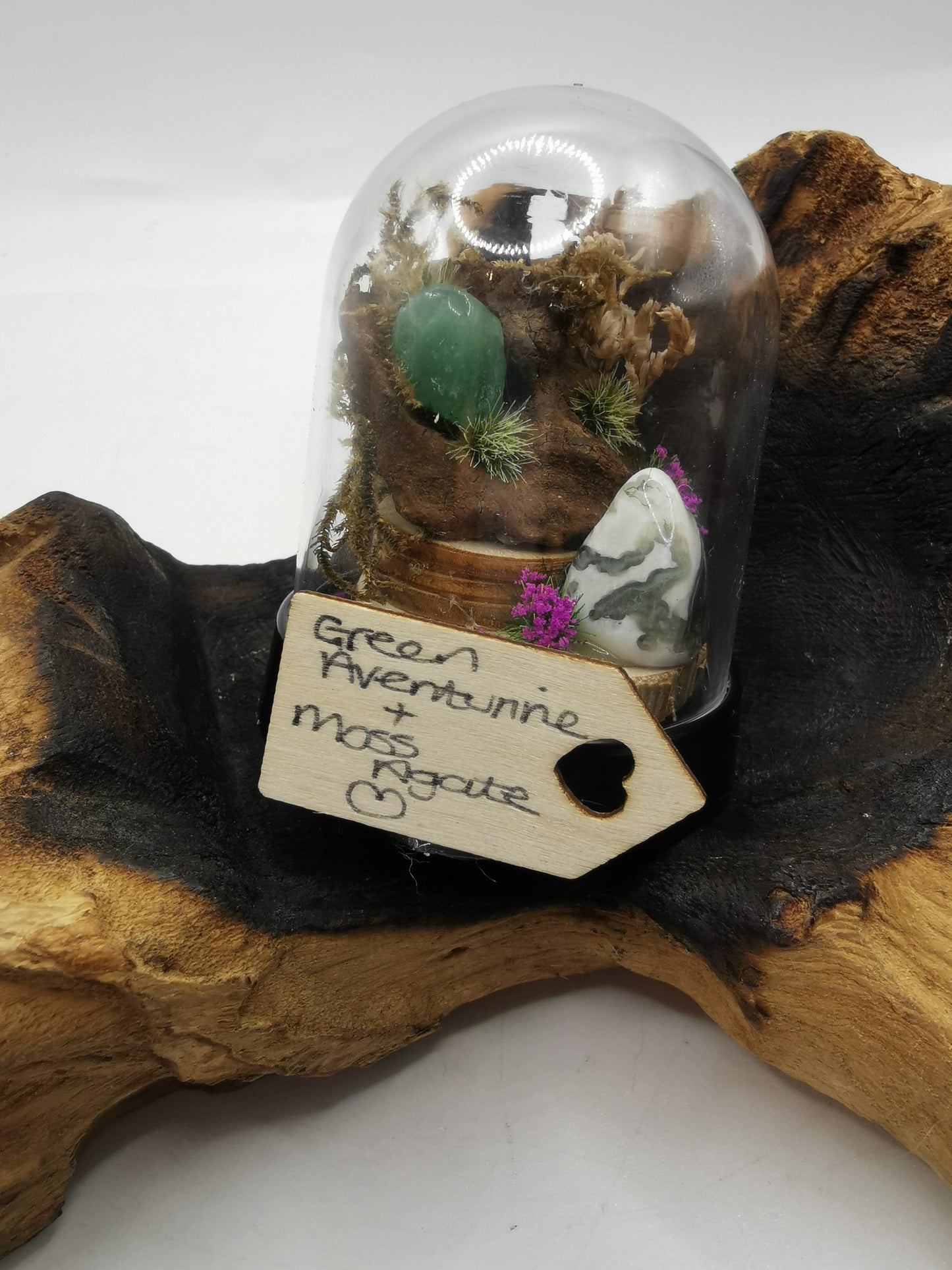 Green Aventurine & Moss Agate Crystal Dome Terrarium
