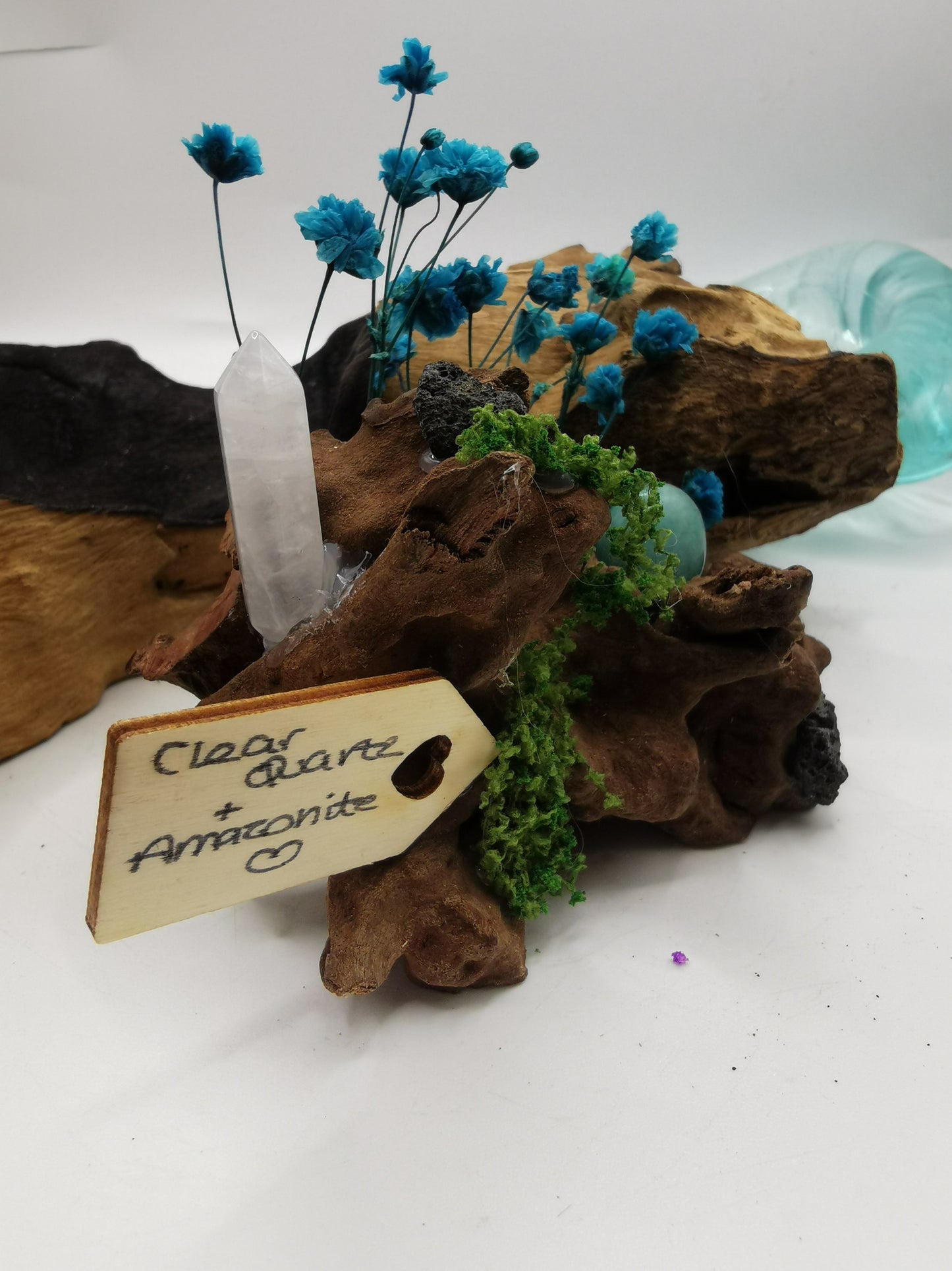 Clear Quartz & Amazonite Crystal Driftwood
