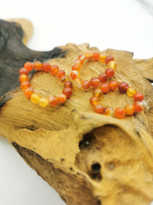 Carnelian 4mm Crystal Bead Rings