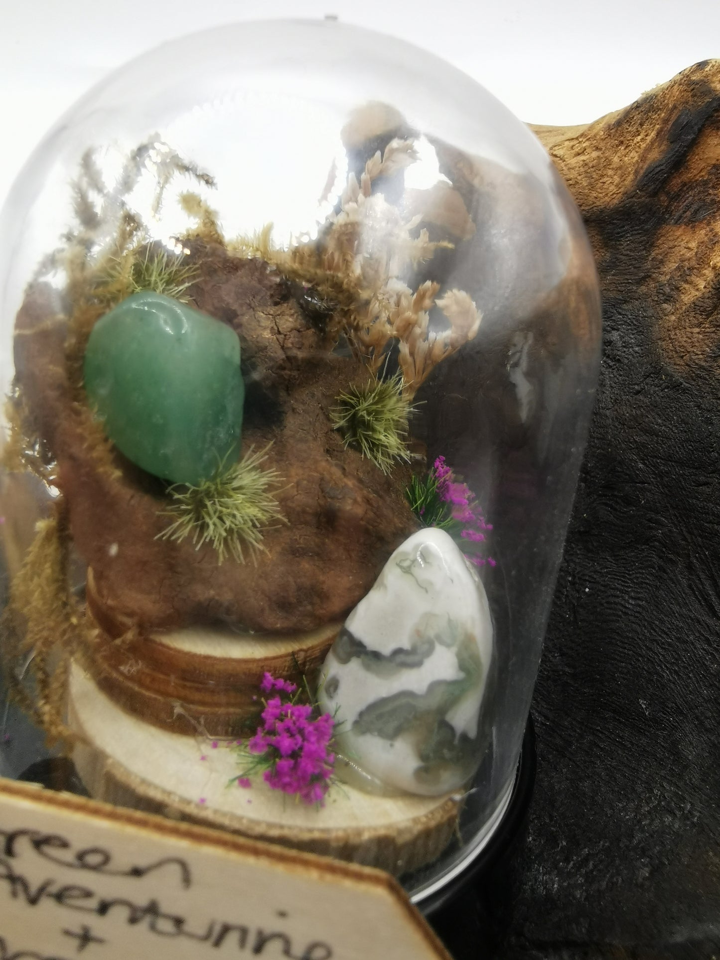 Green Aventurine & Moss Agate Crystal Dome Terrarium