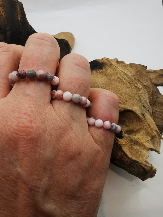 Pink Zebra Jasper 4mm Crystal Bead Rings