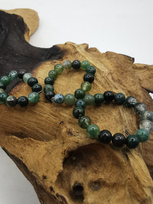 Moss Agate 4mm Crystal Bead Rings