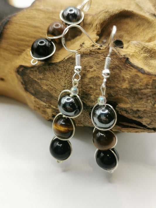 Triple Protection Bead Earrings and Pendant Set