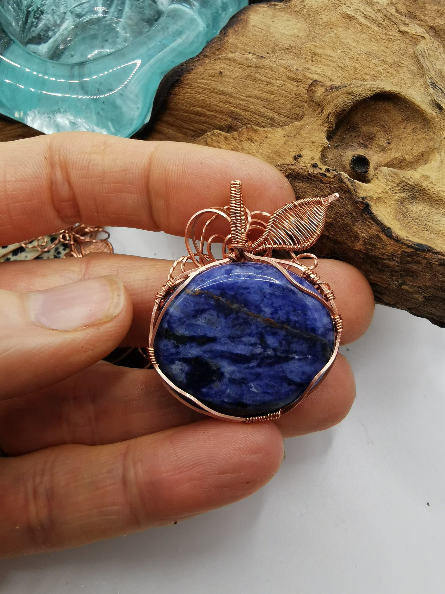 Copper Wire Wrapped Crystal Pumpkin Pendants