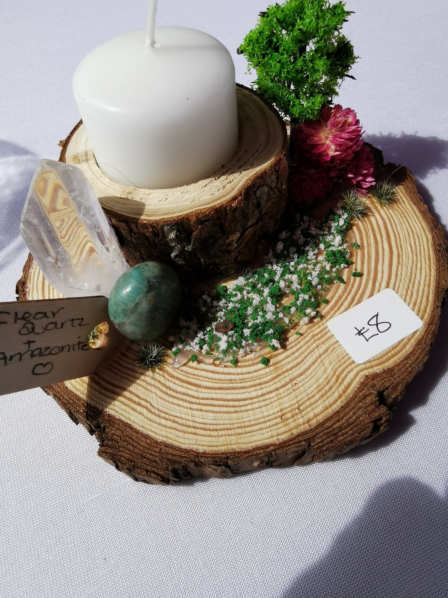 Clear Quartz & Amazonite Candle Holder