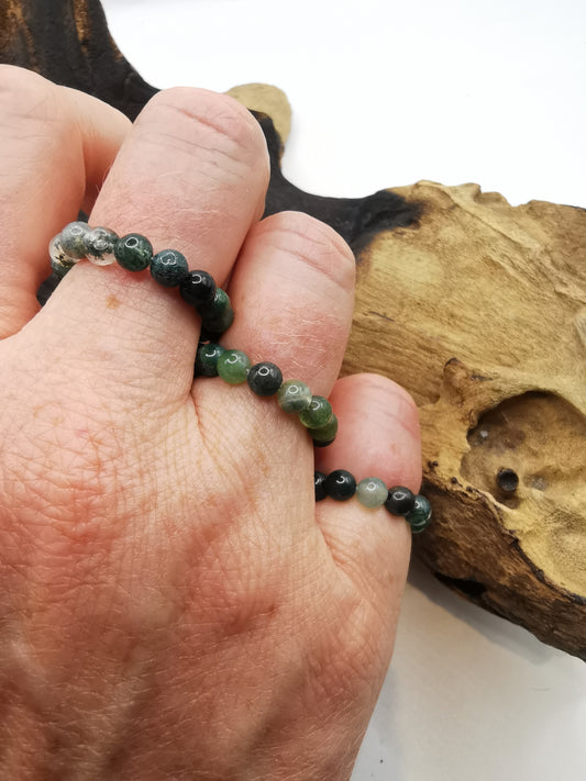 Moss Agate 4mm Crystal Bead Rings