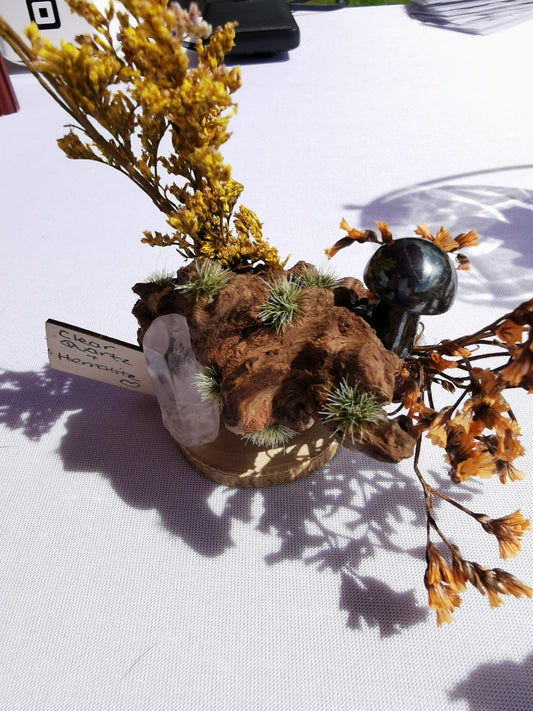 Clear Quartz & Hematite Crystal Driftwood Ornament