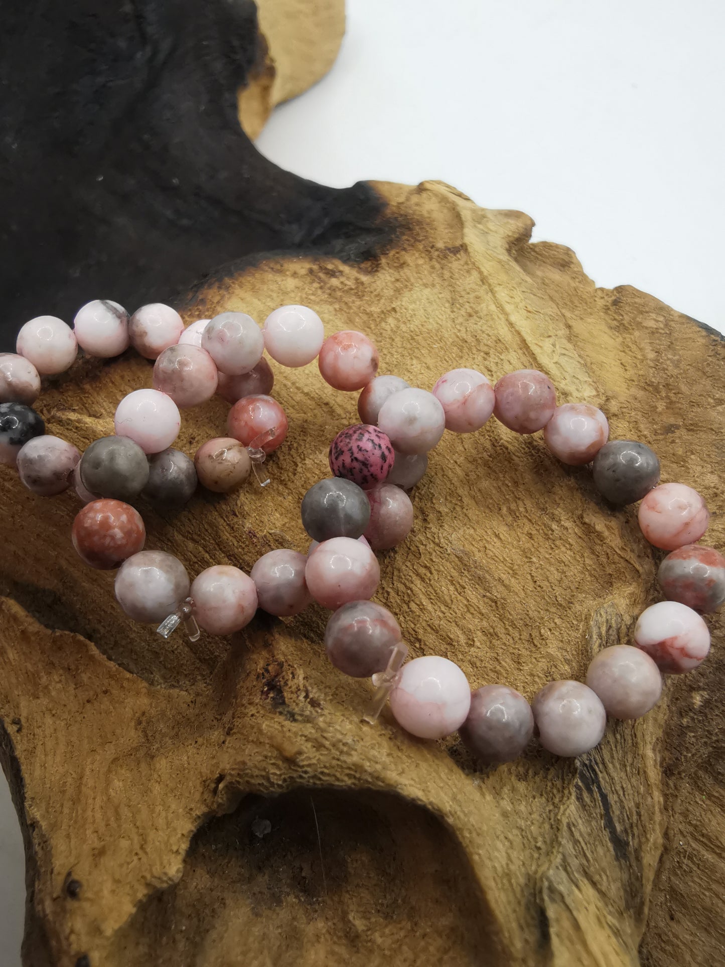 Pink Zebra Jasper 4mm Crystal Bead Rings