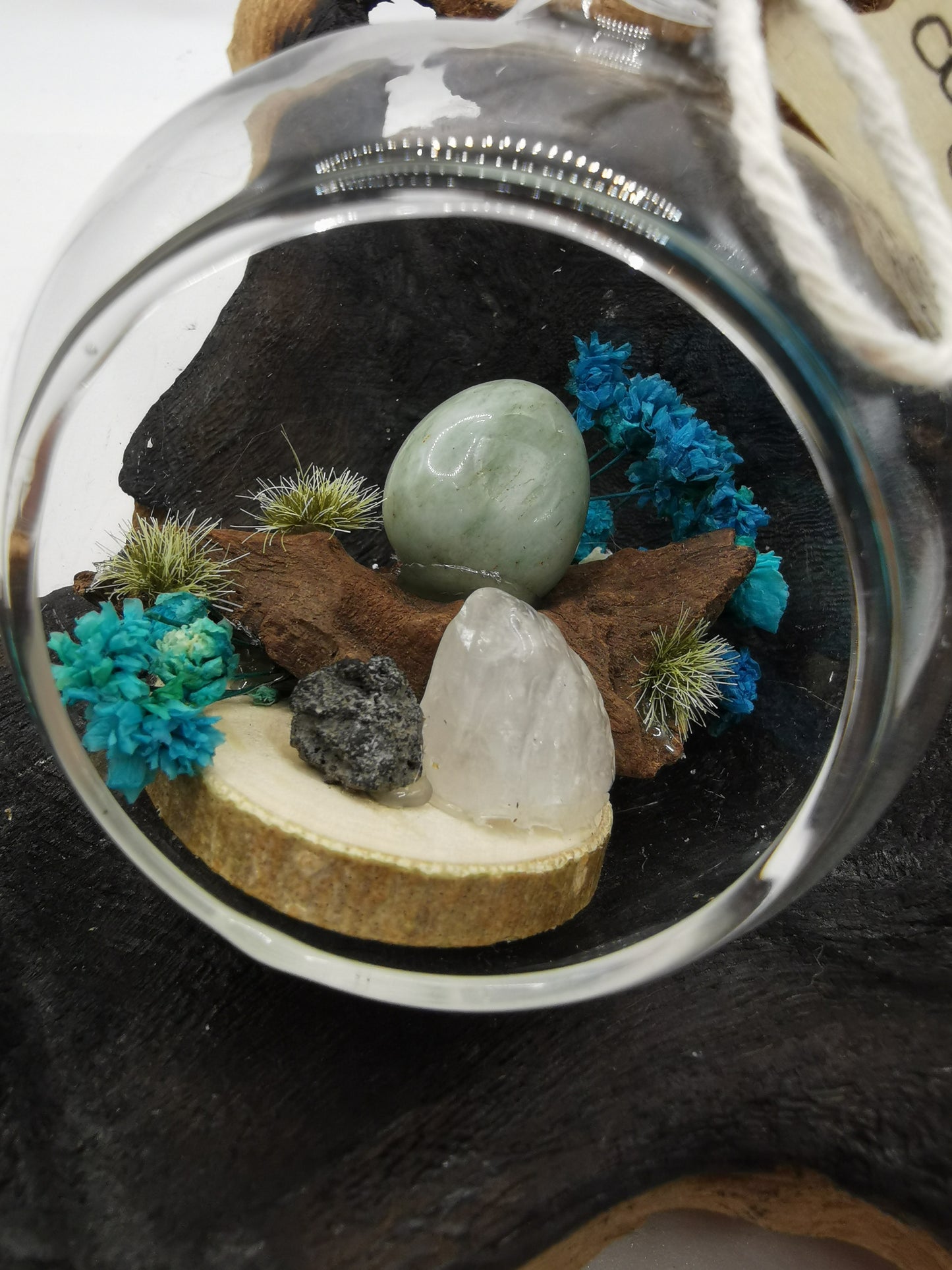 Amazonite & Clear Quartz Crystal Hanging Terrarium